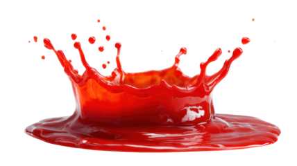 Red liquid splash crown shape isolated on transparent background