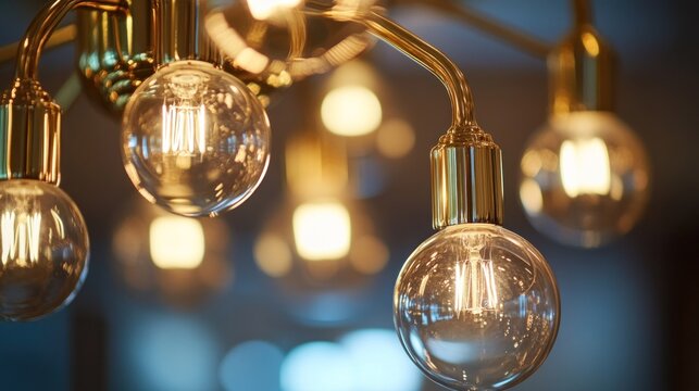 Golden Hour Glow: Elegant Brass Chandelier with Edison Bulbs