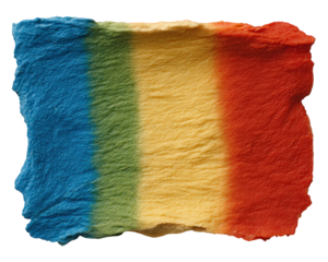 Colorful square tie dye fabric scrap with blue, green, yellow, and red handmade textile texture, vibrant and artistic, perfect for craft or design inspiration