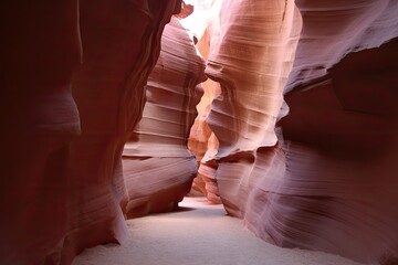Red sandstone canyon, narrow passage