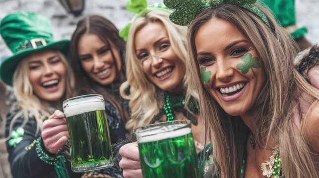 St. Patrick's day celebration pub group of friends festive atmosphere cheerful perspective joyful spirit