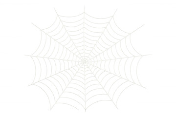 White spider web vector graphic on transparent background creating halloween spooky decoration element