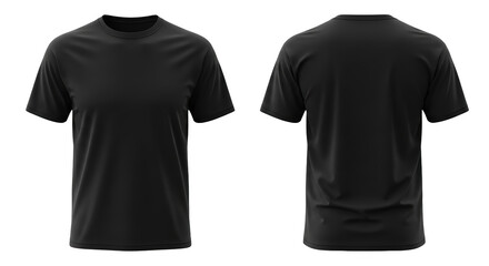 Black TShirt Front and Back View creative illustration featuring casual, garment, front, simple, space, isolated modern