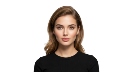 Beautiful Young Woman with Natural Makeup and Wavy Hair creative illustration featuring beauty, hair,