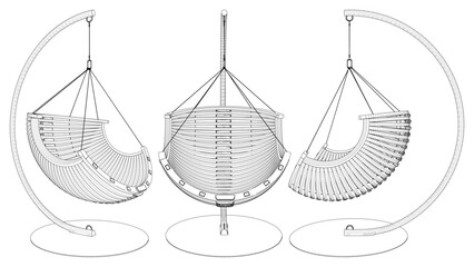 Hanging Swing Chair Vector. Seat Chair Illustration Isolated On White Background.