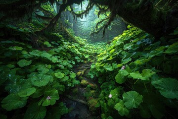 Fototapeta premium Lush, shadowy forest path