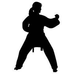 Silhouette of a Woman Karate Athlete.