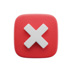 3d red cross icon isolated on transparent background