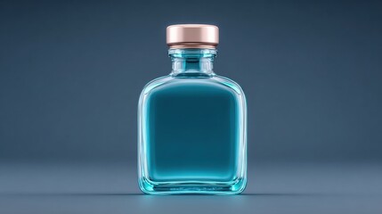 Obraz premium A bottle of blue liquid is sitting on a table