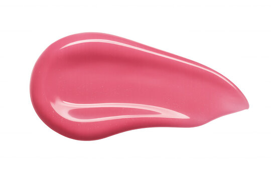 Pink lip gloss cosmetic product swatching beauty texture, make up smear sample, isolated with transparent background