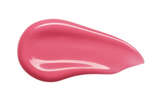Pink lip gloss cosmetic product swatching beauty texture, make up smear sample, isolated with transparent background