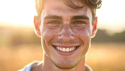 Joyful smile in golden hour
