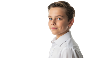 Portrait of a Young Boy creative illustration featuring innocence, well-groomed, cute, neat, schoolboy, headshot modern concept design for