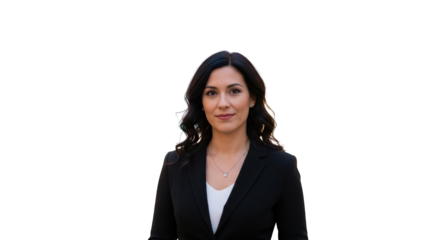 Professional Woman in Business Suit Portrait creative illustration featuring woman in business, power, black suit,