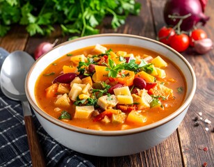 Bowl of hearty vegetable soup