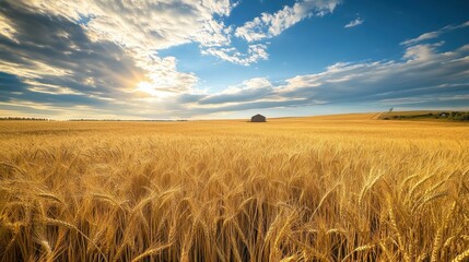 Golden Wheat Field Under a Summer Sky