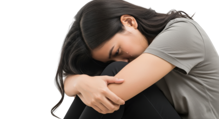 Sad Woman Crying Deep Distress creative illustration featuring female, suffering, human emotion, Asian, resilience, woman modern concept design