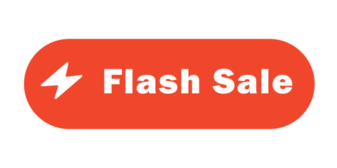 Flash sale button  Vector Image  simple yet eye-catching image of an orange button with a lightning bolt and the words 'Flash Sale'.
