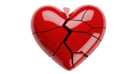 Shattered Red Heart Symbolizing Broken Love creative illustration featuring separation, ruined, ache, segment, failed, split