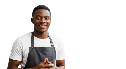 Smiling African American Man Portrait creative illustration featuring service, inviting, facial expression, hospitality, approachable, black modern