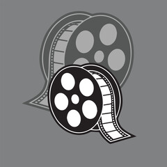 Film tape strips for movie, cinema reel. Filmstrip with frames, photo and videos for camera. Old white and black film tapes of 35mm. Roll with border for photography, isolated on background. Vector