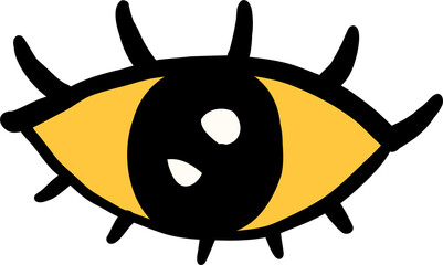 Halloween Spooky a Yellow Eye Hand Drawn