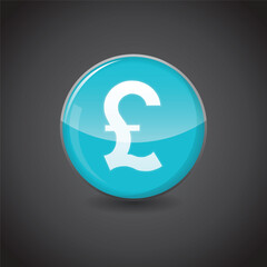 British pound currency Icon on shiny aqua blue sphere. Currency Symbol Vector. Illustration of shiny blue circle. Financial, economic, crypto, investment design concepts