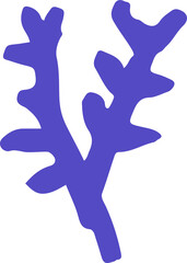 Stylized purple plant with branching stems and rounded leaves.