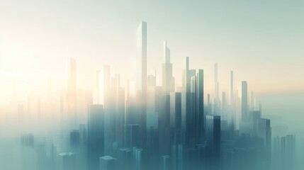 Misty Metropolis: A Futuristic Cityscape at Dawn