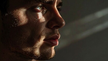 Man gazes into light rays