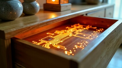 Artistic presentation of lighting effects inside drawers