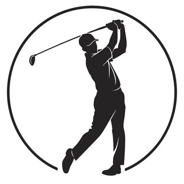 Golfer taking practice swing silhouette