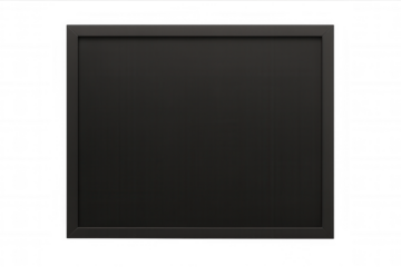 Empty blackboard with black frame and copy space, presenting educational concept template on transparent background