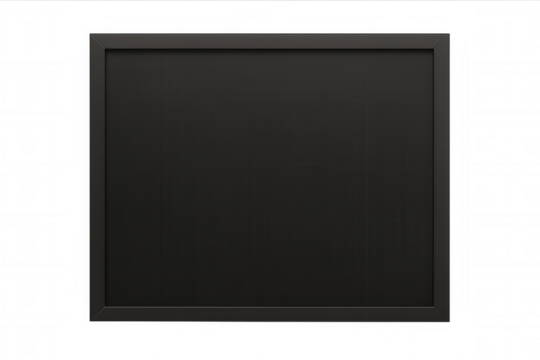 Empty blackboard with black frame and copy space, presenting educational concept template on transparent background