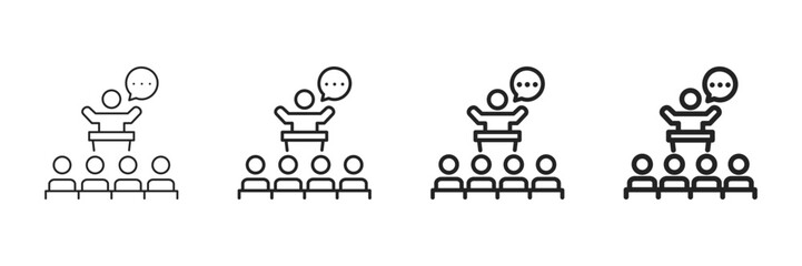 Public Speaking Icon Set Different Line Style Collection 