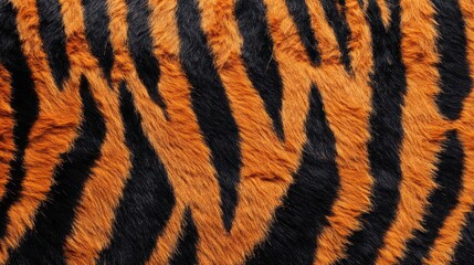Close-up Tiger Fur Texture: A Vivid Display of Orange and Black Stripes