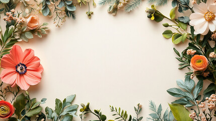 white background with floral frame