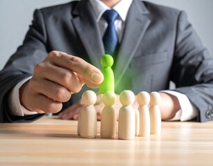 Businessman selecting a figure