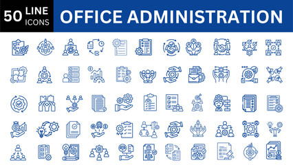 Office Administration editable line icon set.