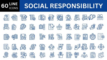 Social Responsibility line icon set.