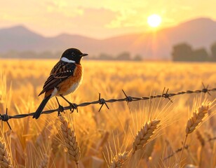 Golden hour serenade of a feathered friend