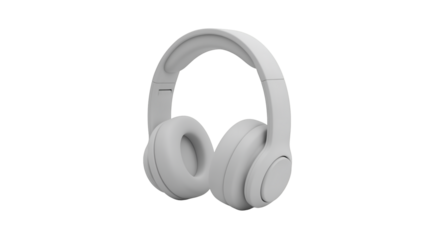 White Wireless Headphones Isolated on Transparent Background