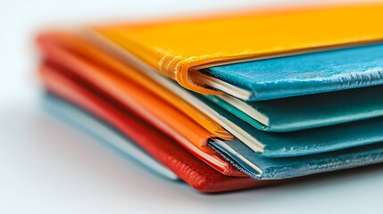 Stacked Colorful Booklets Red, Orange, Yellow, and Turquoise, Paper, Education, Binding