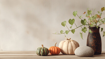 Autumn thanksgiving still life with pumpkin and product mockup
