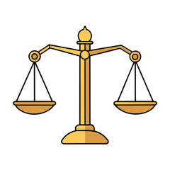 A pair of elegant golden justice scales, symbolizing fairness and balance, shining with polished perfection, representing law, equity, and impartial judgment.
