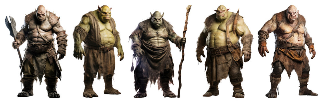 PNG Fantasy ogres with weapons, element set on transparent background