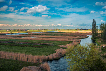 landscape with river and blue sky