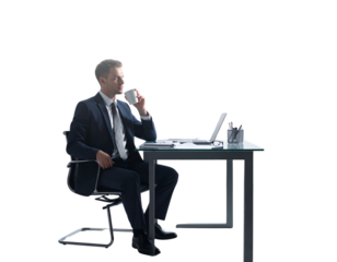 Corporate Accountant Reviewing Financial Reports in Modern Office