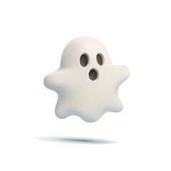 Character of ghost, scary spirit, 3D. Spooky ghost image Halloween. Icon, Design element. Vector illustration