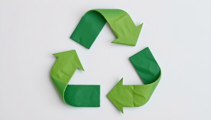 Green Recycling Arrows Symbol White Background